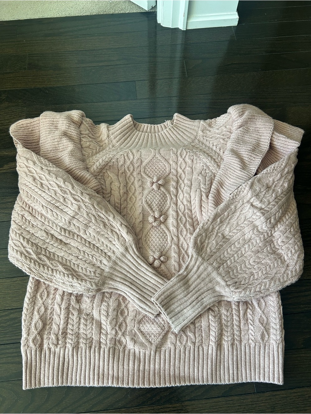 Women’s Cable Knit Sweater - Light Blush
